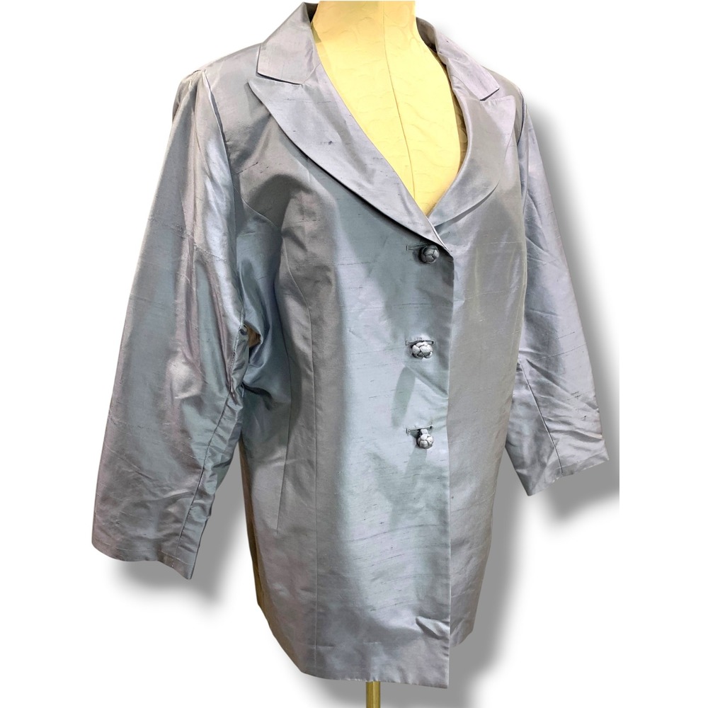 Size 16 Dana Buchman Woman Lavender Silk Longline Blazer Jacket